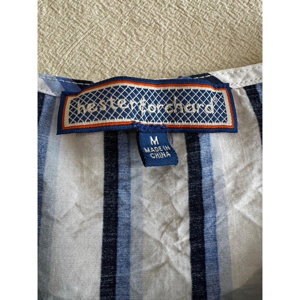 Hester & Orchard Blue White Striped Tie-Front Blouse Size M - Picture 3 of 5
